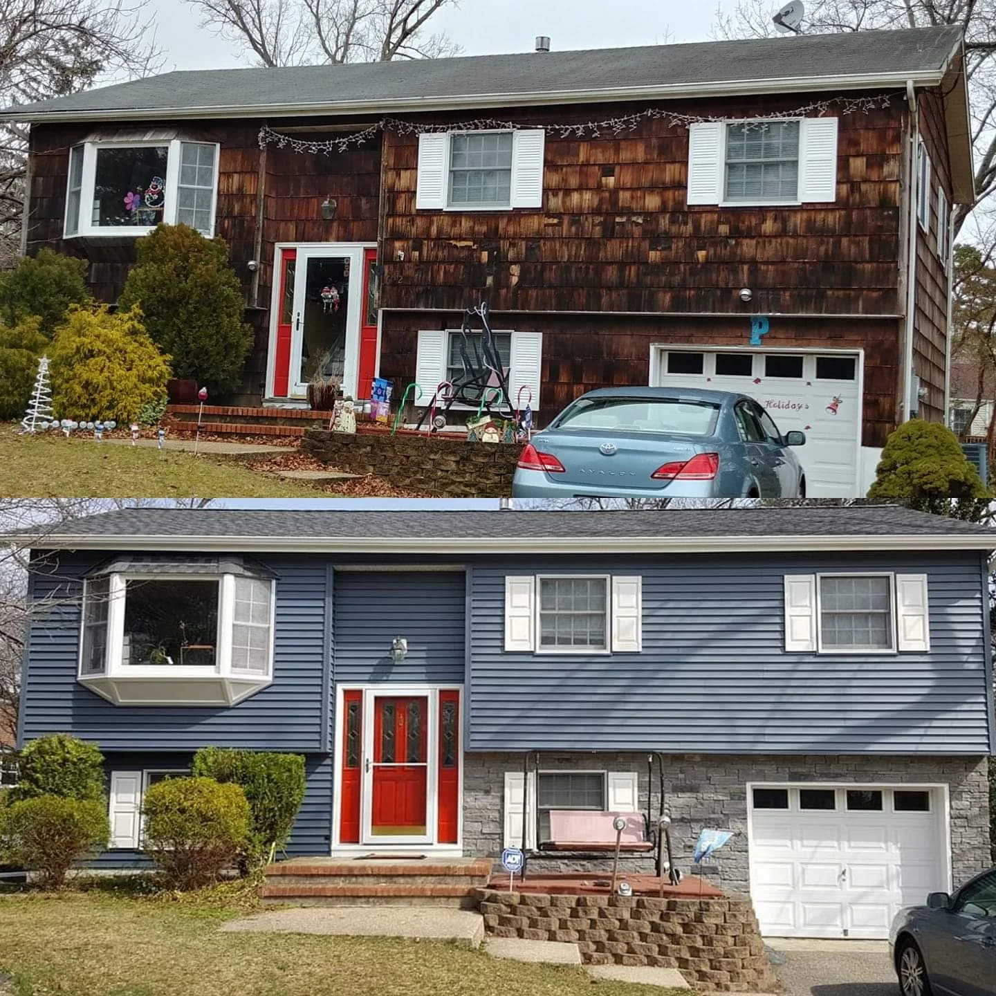 Cedar-to-Blue Exterior Reskin — Toms River, NJ